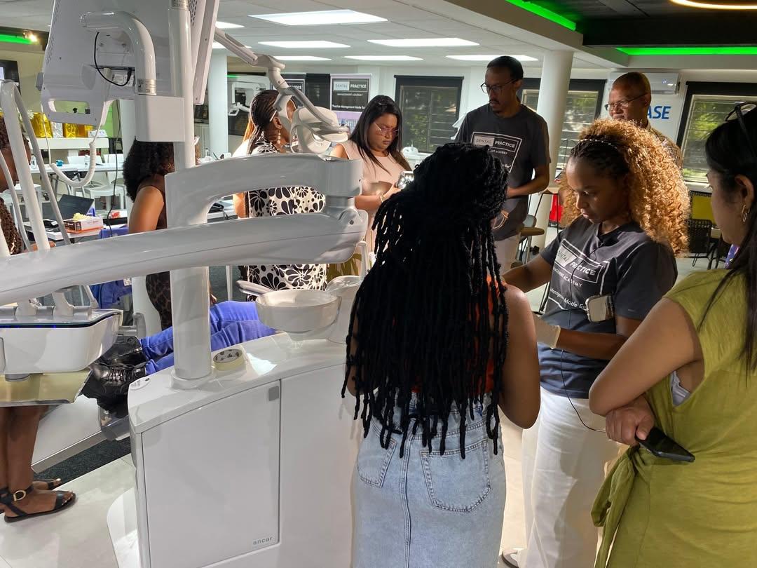 Close hands-on work on dental equipment
